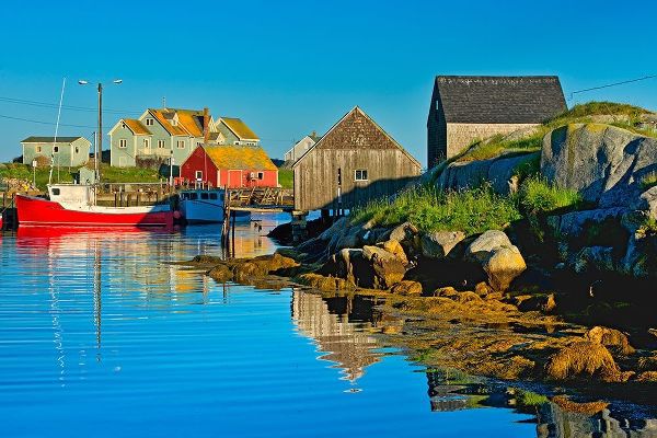 Canada-Nova Scotia-Peggys Cove Fishing boats in village harbor